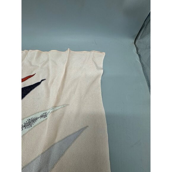 Large Decorative Square Scarf Abstract Pattern In Red Black Gray & Beige READ - Picture 9 of 10